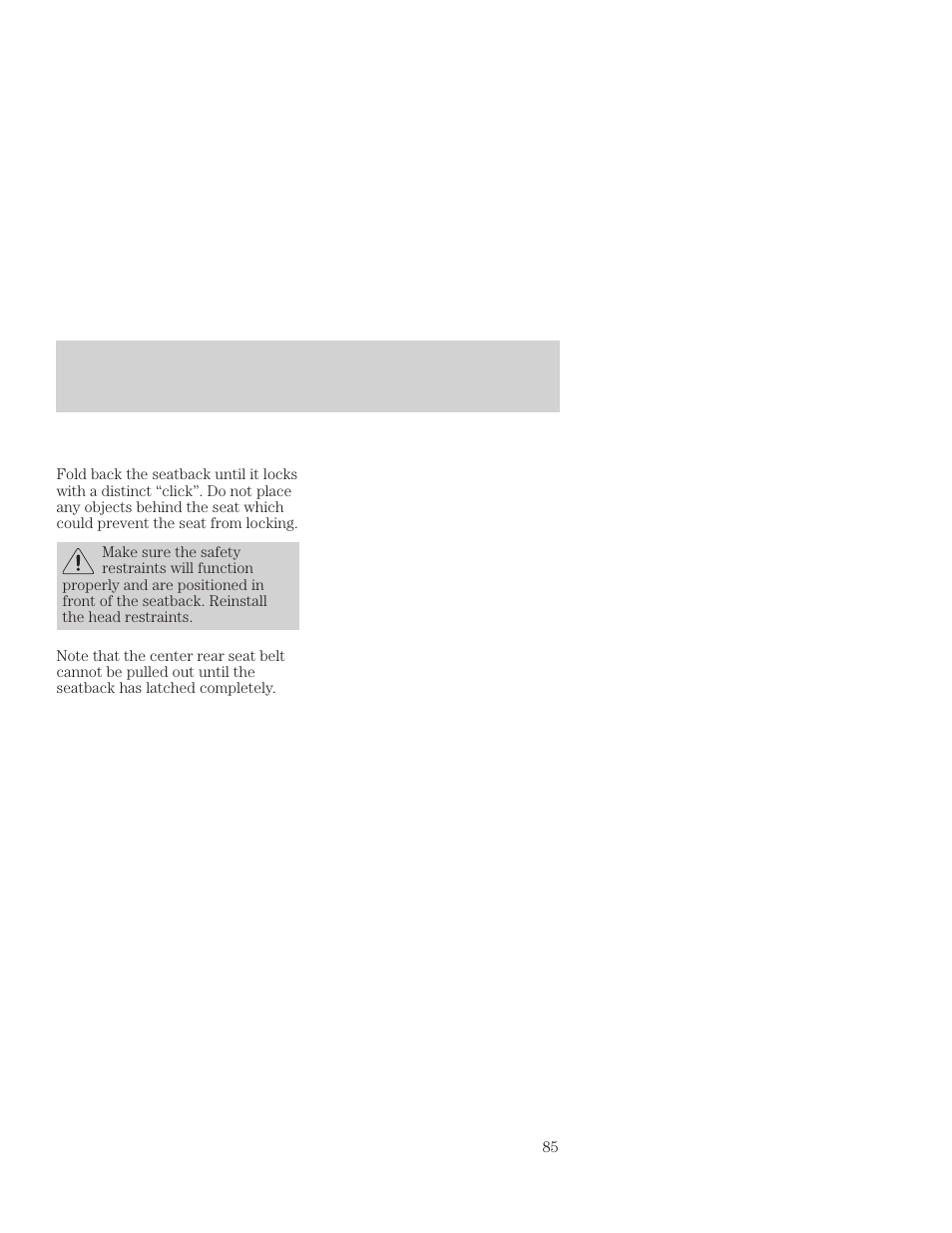 Seating and safety restraints | FORD 2001 Focus User Manual | Page 85 / 296