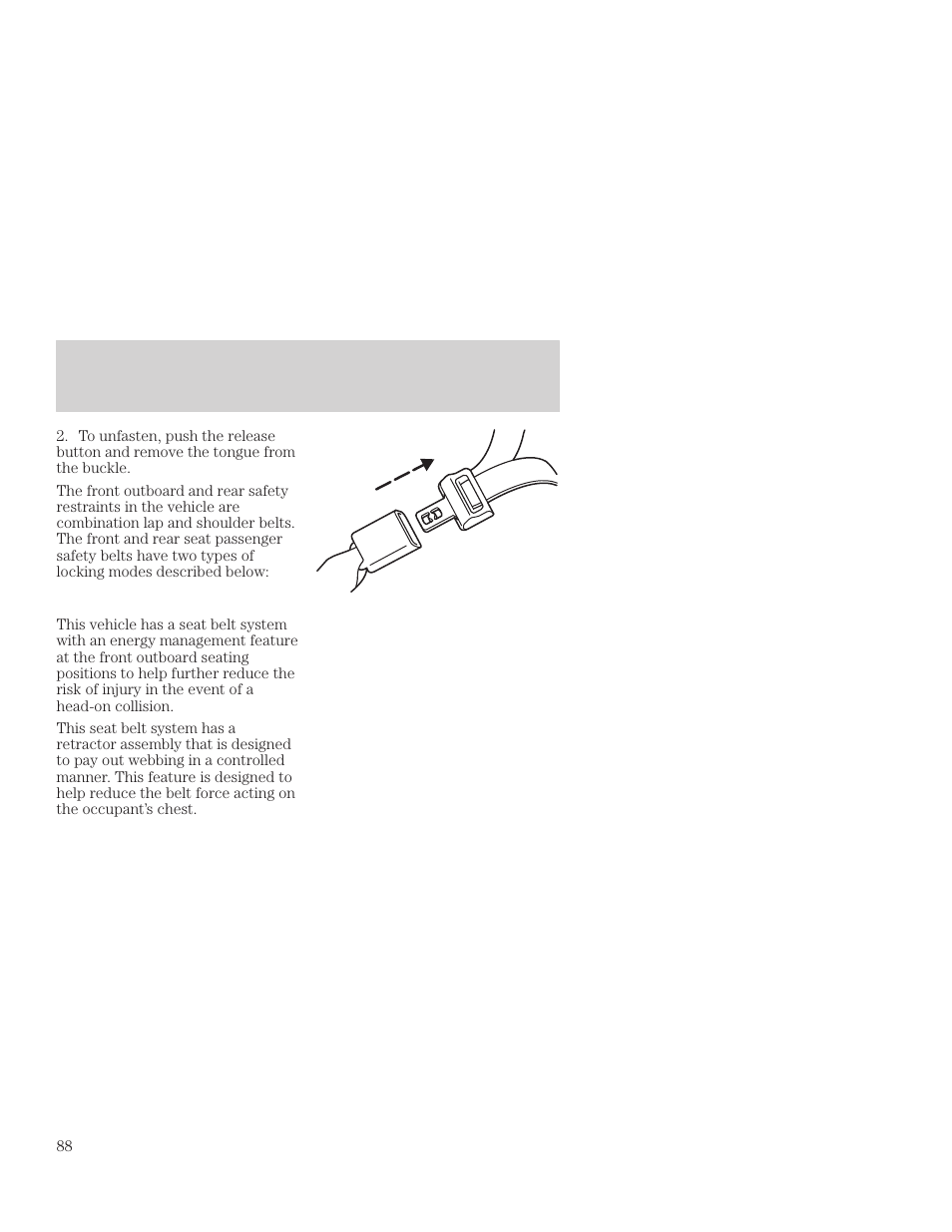 Seating and safety restraints | FORD 2001 Focus User Manual | Page 88 / 296