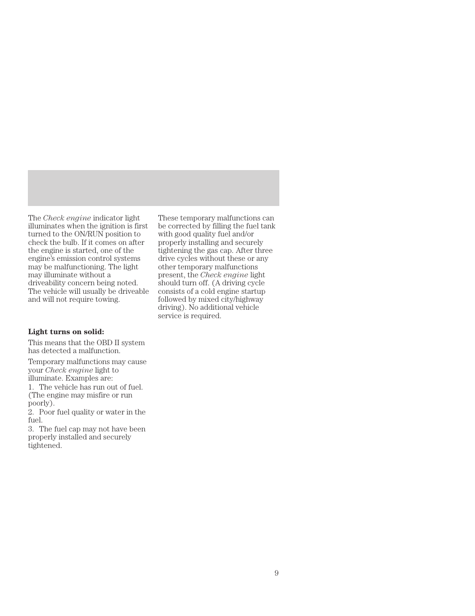 Instrumentation | FORD 2001 Focus User Manual | Page 9 / 296