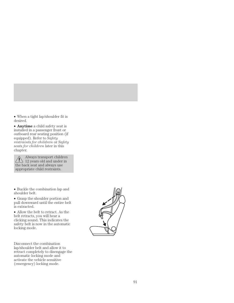 Seating and safety restraints | FORD 2001 Focus User Manual | Page 91 / 296