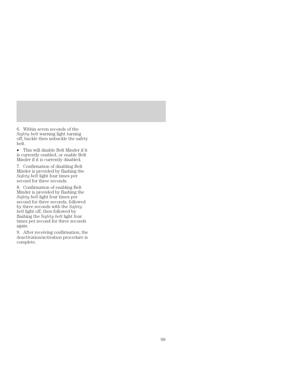 Seating and safety restraints | FORD 2001 Focus User Manual | Page 99 / 296
