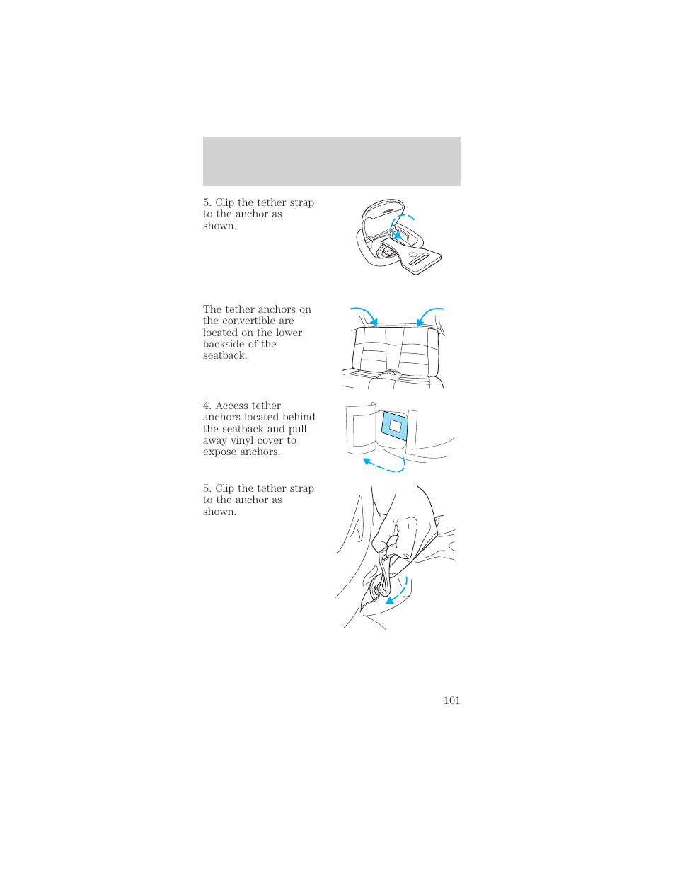 Seating and safety restraints | FORD 2001 Mustang User Manual | Page 101 / 240