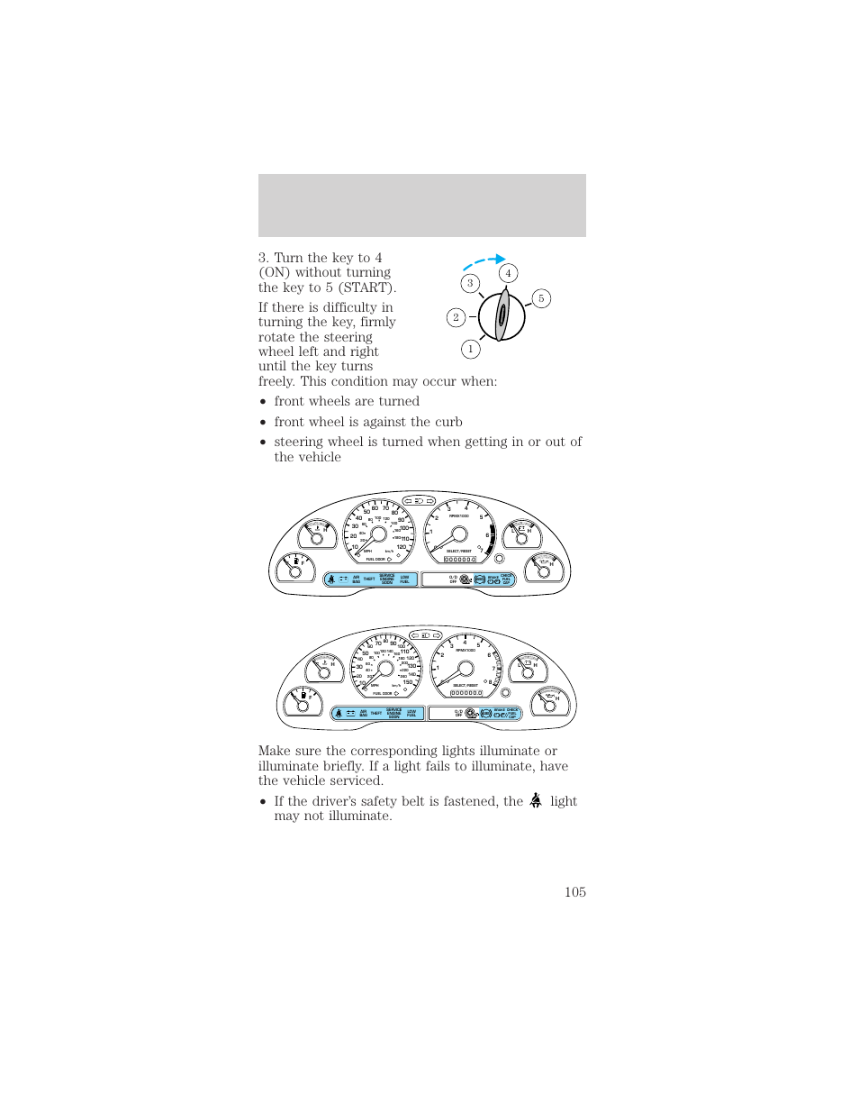 Starting | FORD 2001 Mustang User Manual | Page 105 / 240