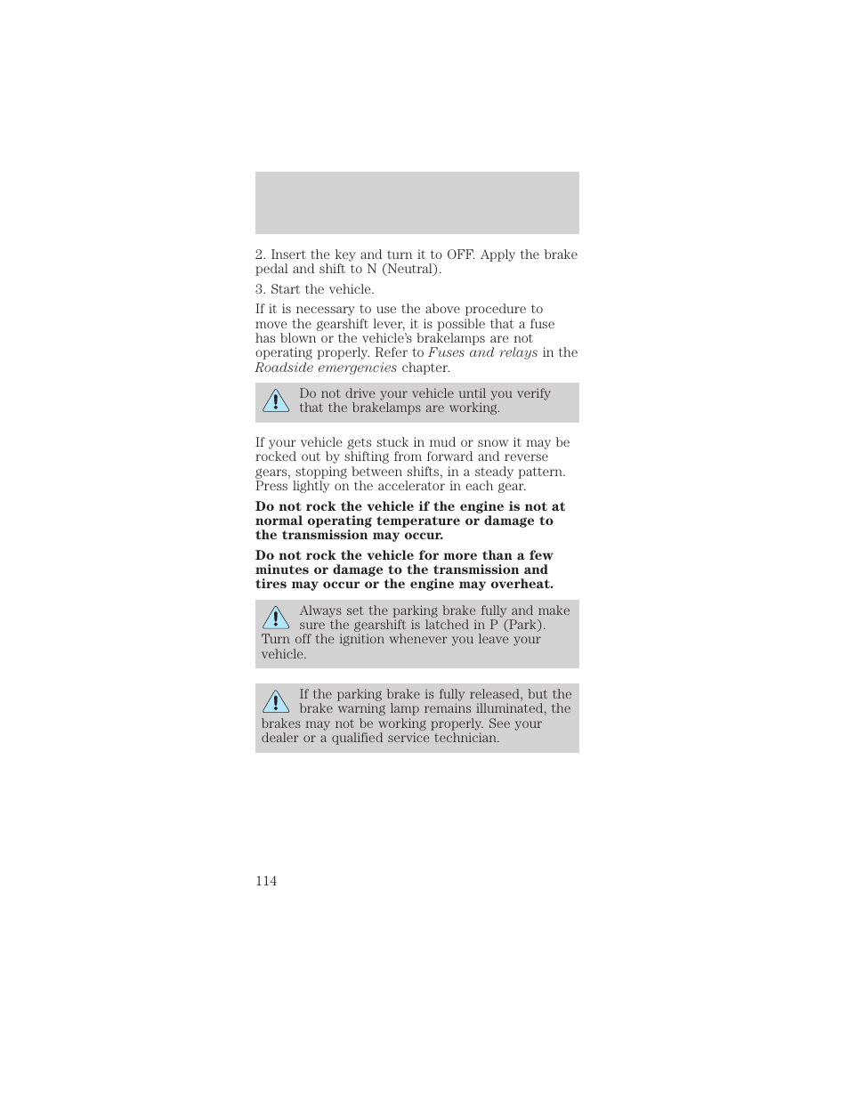 Driving | FORD 2001 Mustang User Manual | Page 114 / 240