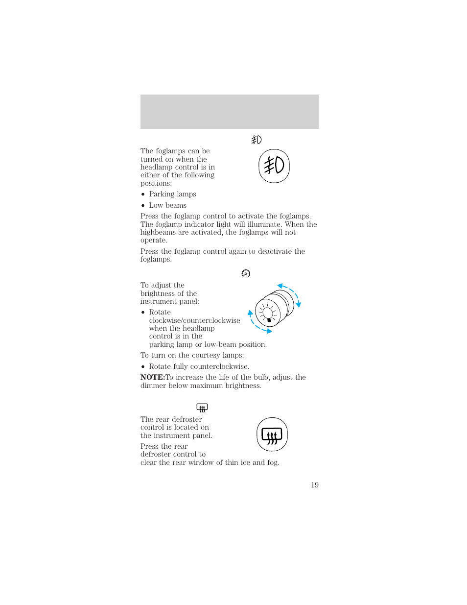 Controls and features | FORD 2001 Mustang User Manual | Page 19 / 240
