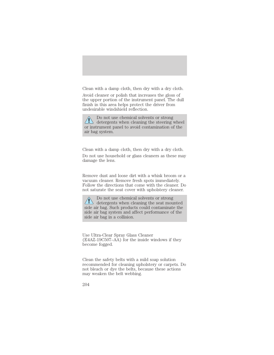 Maintenance and care | FORD 2001 Mustang User Manual | Page 204 / 240