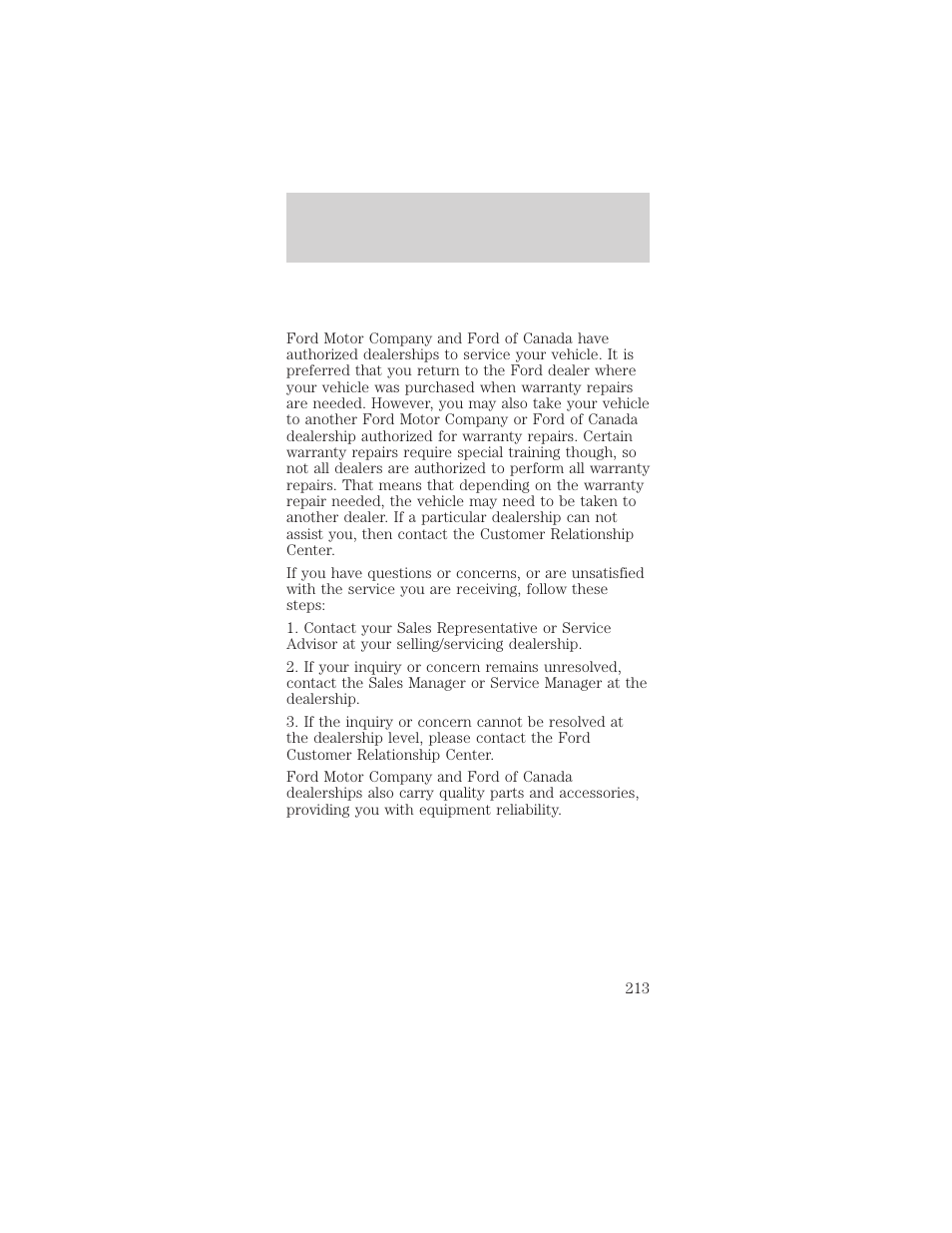 Customer assistance | FORD 2001 Mustang User Manual | Page 213 / 240