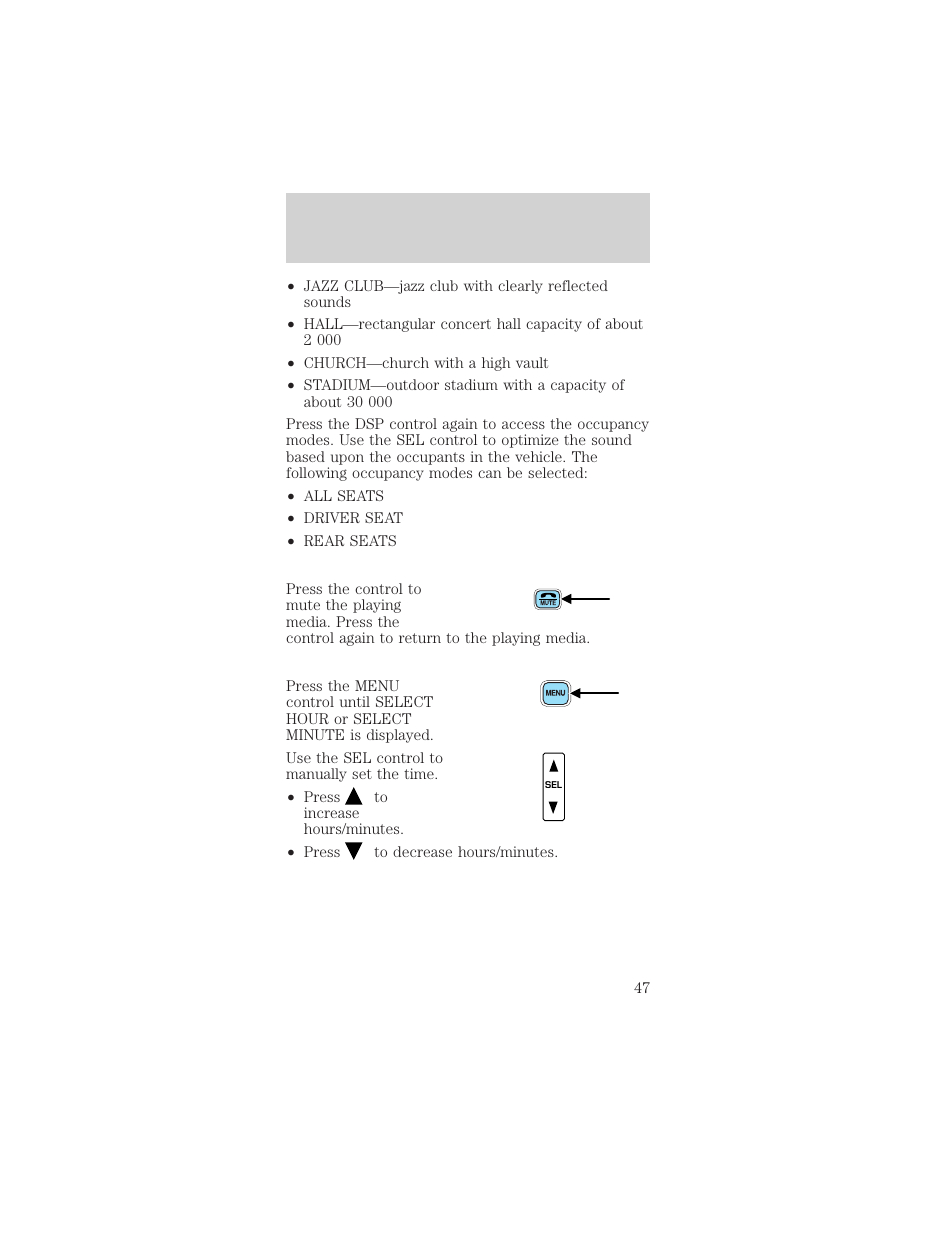 Controls and features | FORD 2001 Mustang User Manual | Page 47 / 240