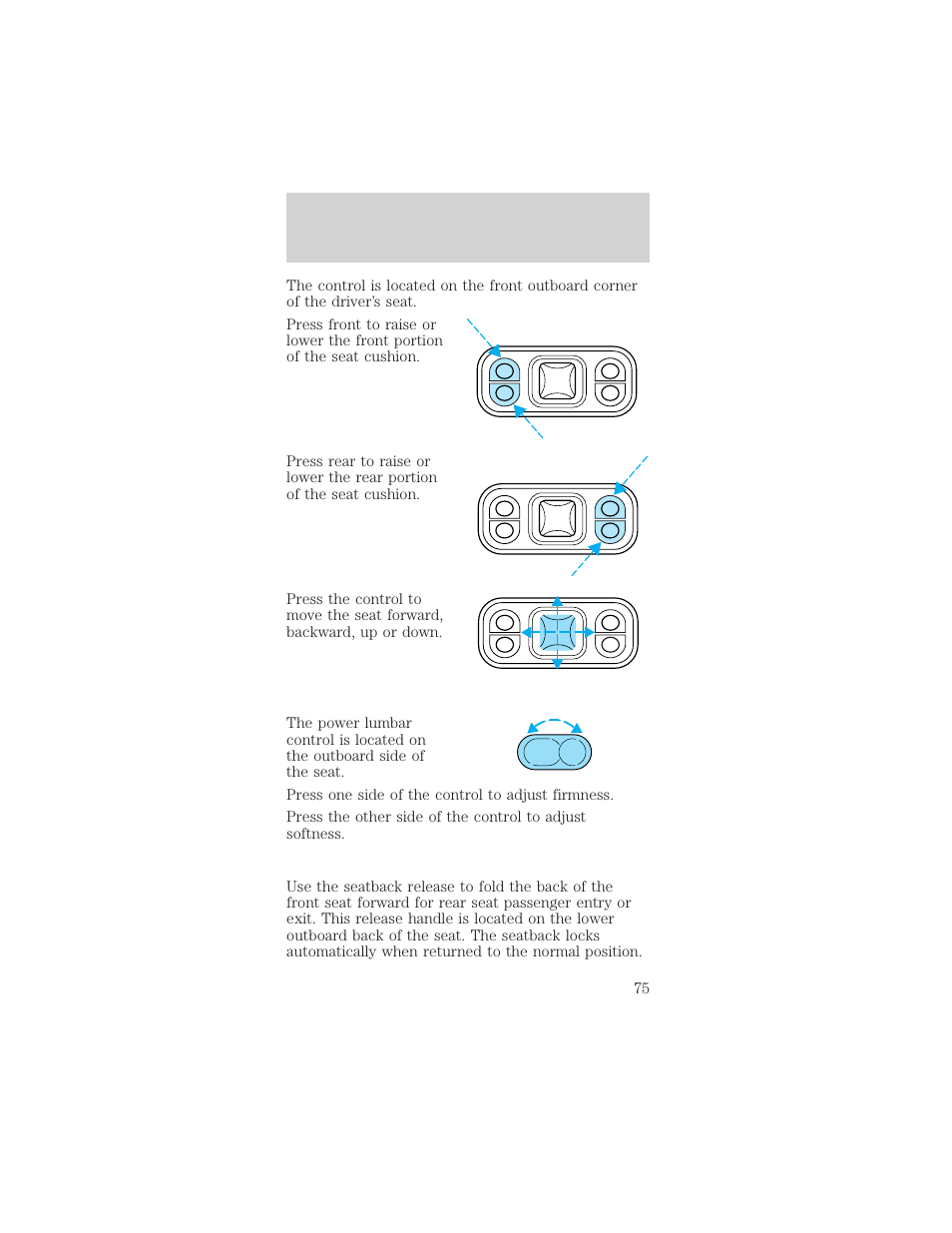 Seating and safety restraints | FORD 2001 Mustang User Manual | Page 75 / 240