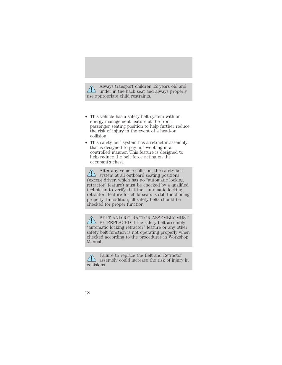 Seating and safety restraints | FORD 2001 Mustang User Manual | Page 78 / 240