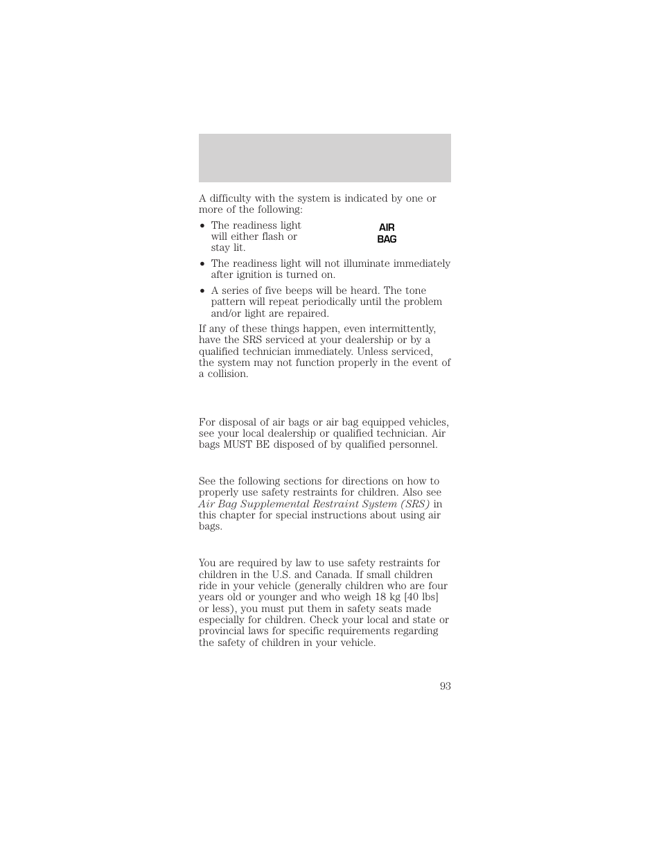 Seating and safety restraints | FORD 2001 Mustang User Manual | Page 93 / 240
