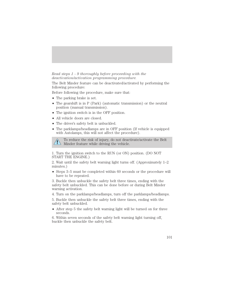 Seating and safety restraints | FORD 2001 Ranger User Manual | Page 101 / 272