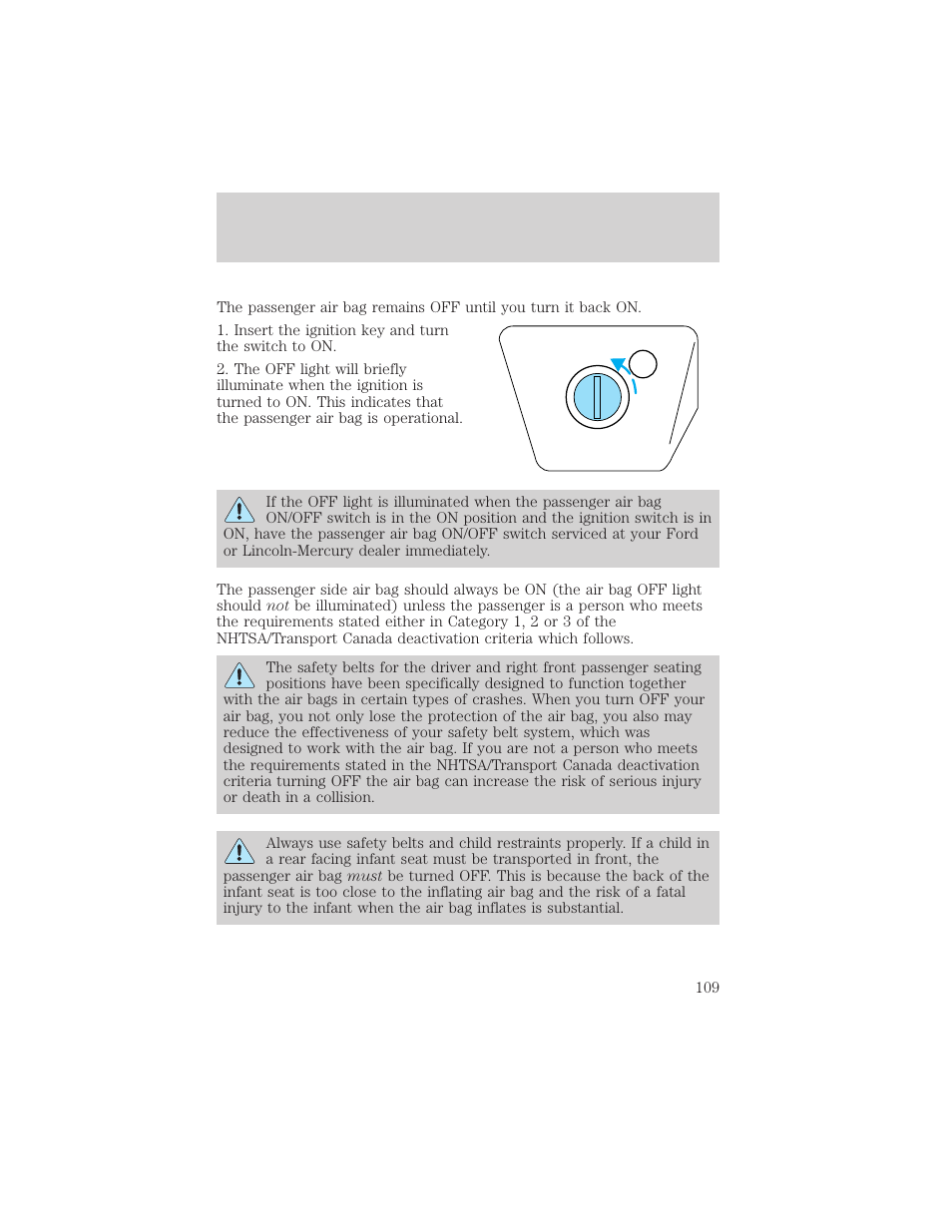 Seating and safety restraints | FORD 2001 Ranger User Manual | Page 109 / 272