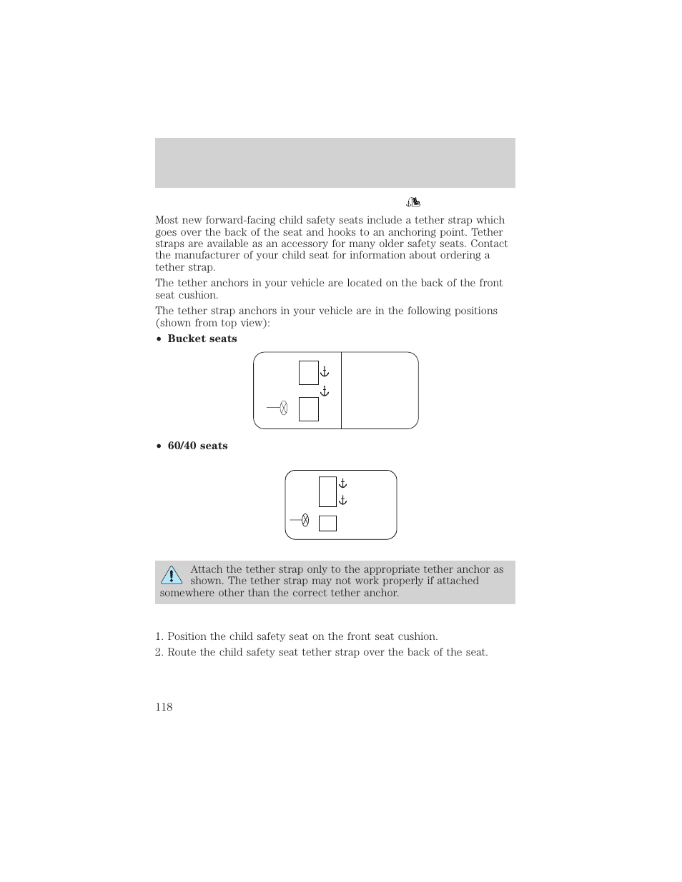 Seating and safety restraints | FORD 2001 Ranger User Manual | Page 118 / 272