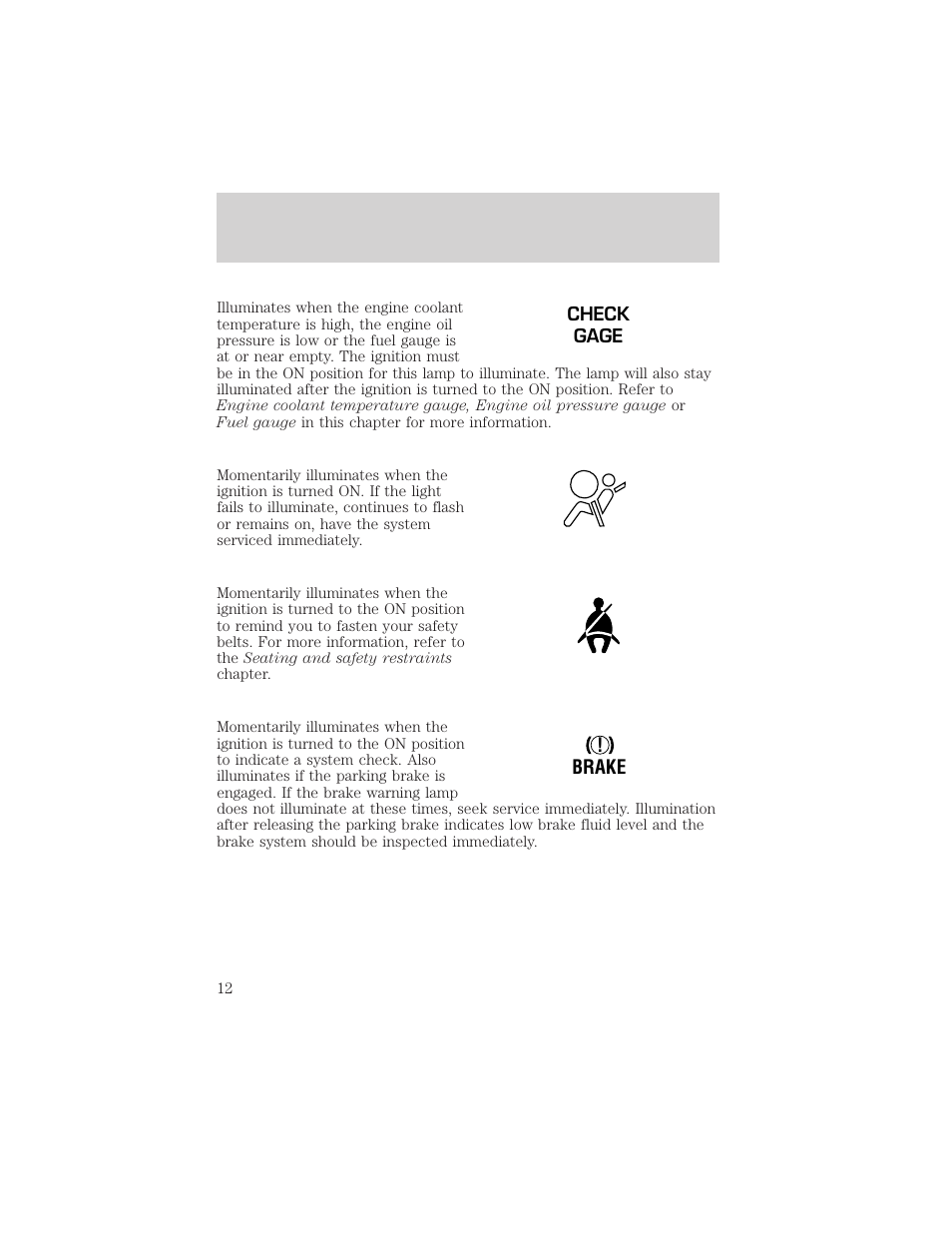 Instrumentation | FORD 2001 Ranger User Manual | Page 12 / 272