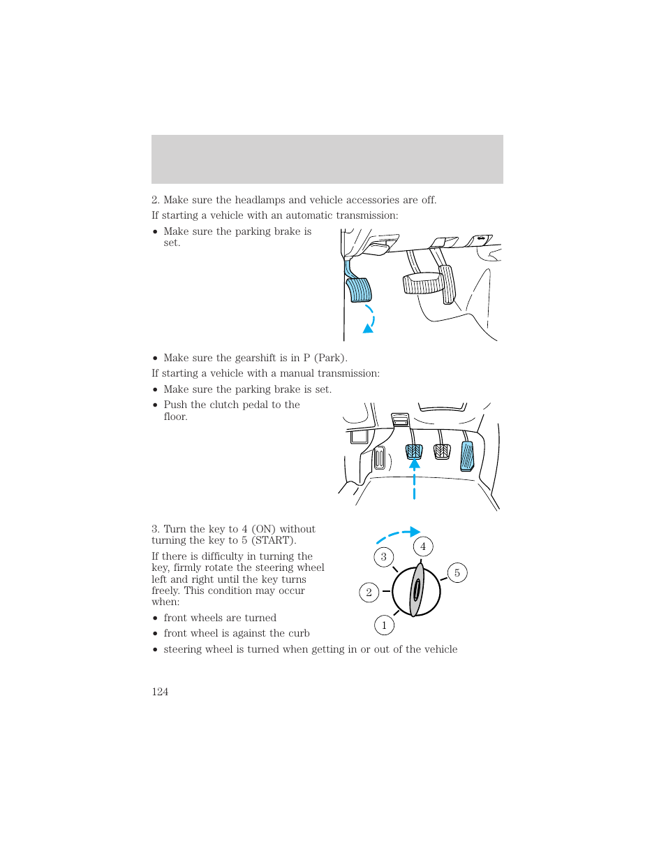 Starting | FORD 2001 Ranger User Manual | Page 124 / 272