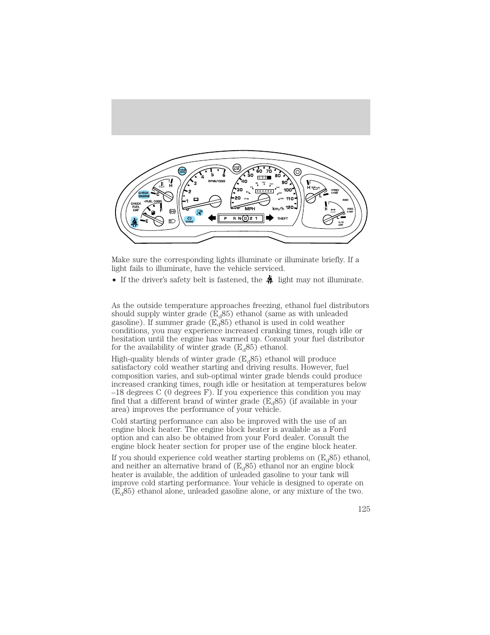 Starting | FORD 2001 Ranger User Manual | Page 125 / 272