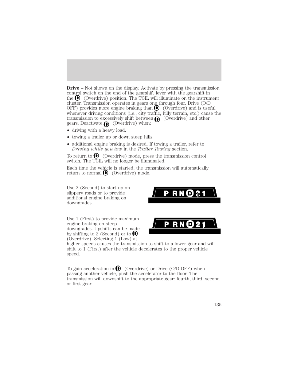 Driving | FORD 2001 Ranger User Manual | Page 135 / 272