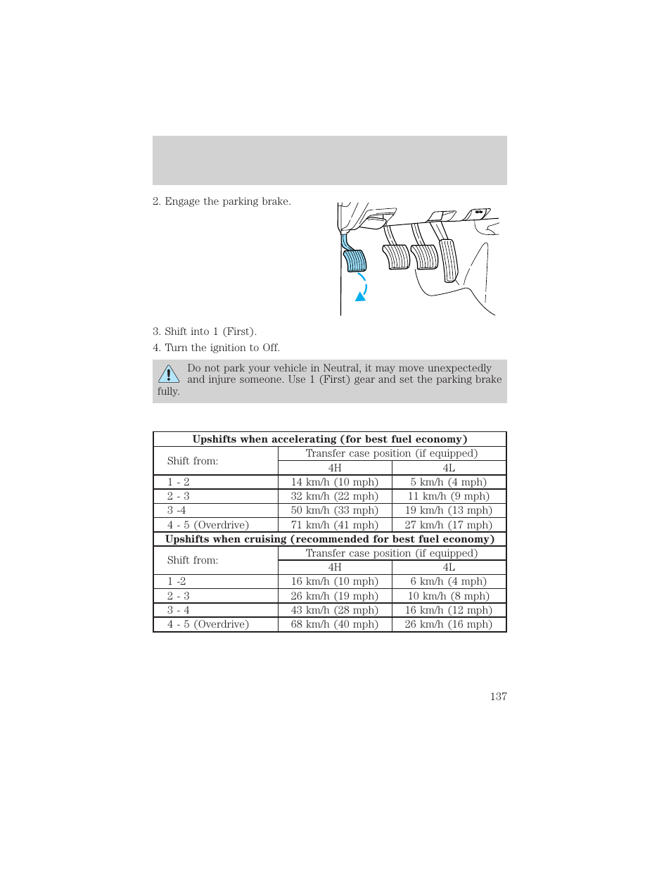 Driving | FORD 2001 Ranger User Manual | Page 137 / 272