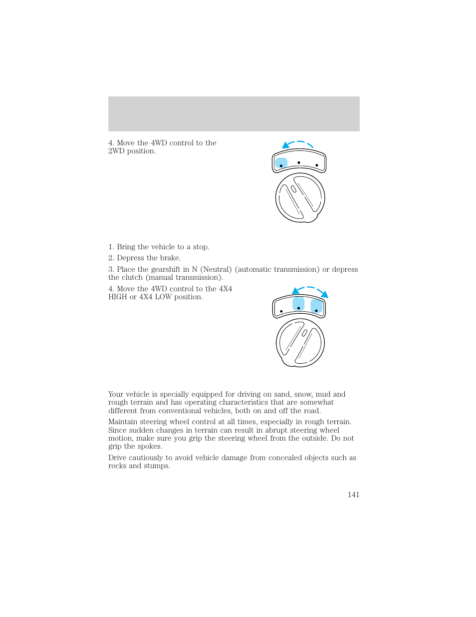 Driving | FORD 2001 Ranger User Manual | Page 141 / 272