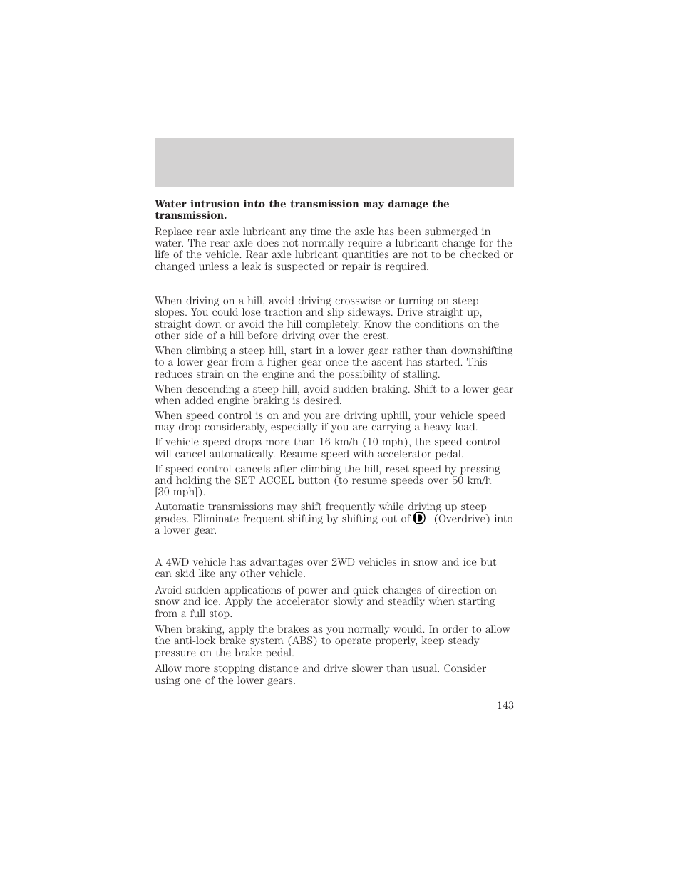 Driving | FORD 2001 Ranger User Manual | Page 143 / 272