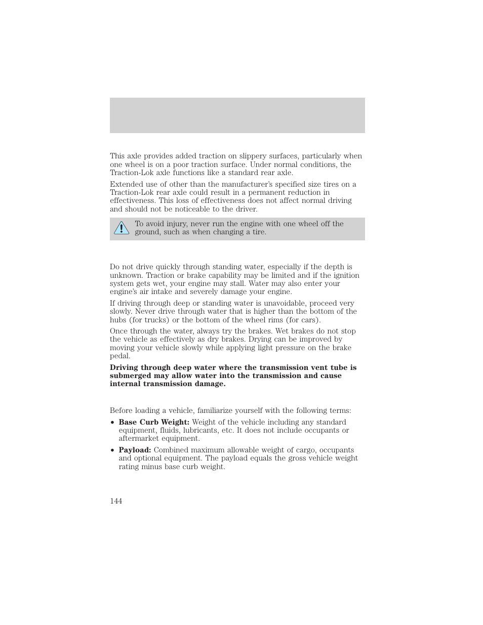 Driving | FORD 2001 Ranger User Manual | Page 144 / 272