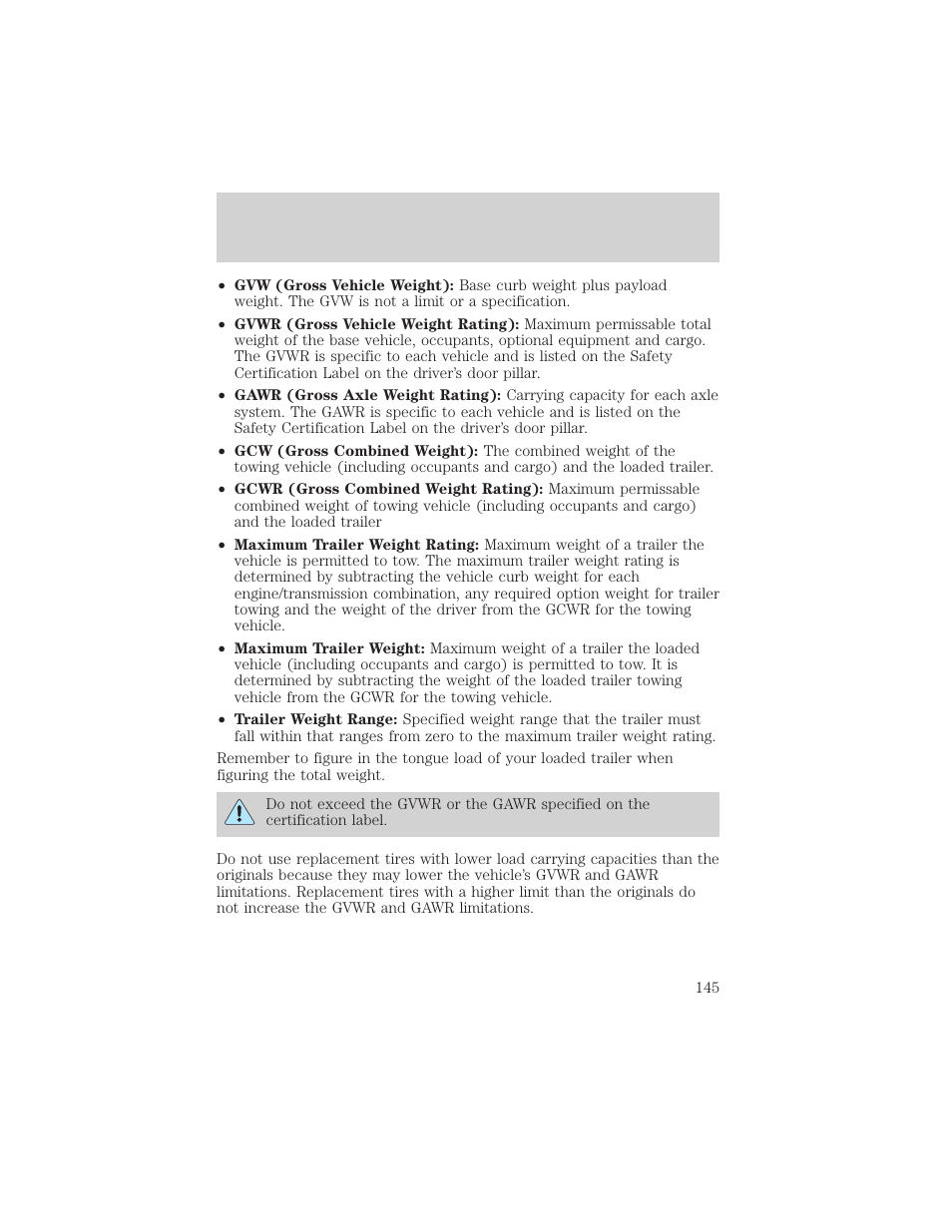 Driving | FORD 2001 Ranger User Manual | Page 145 / 272
