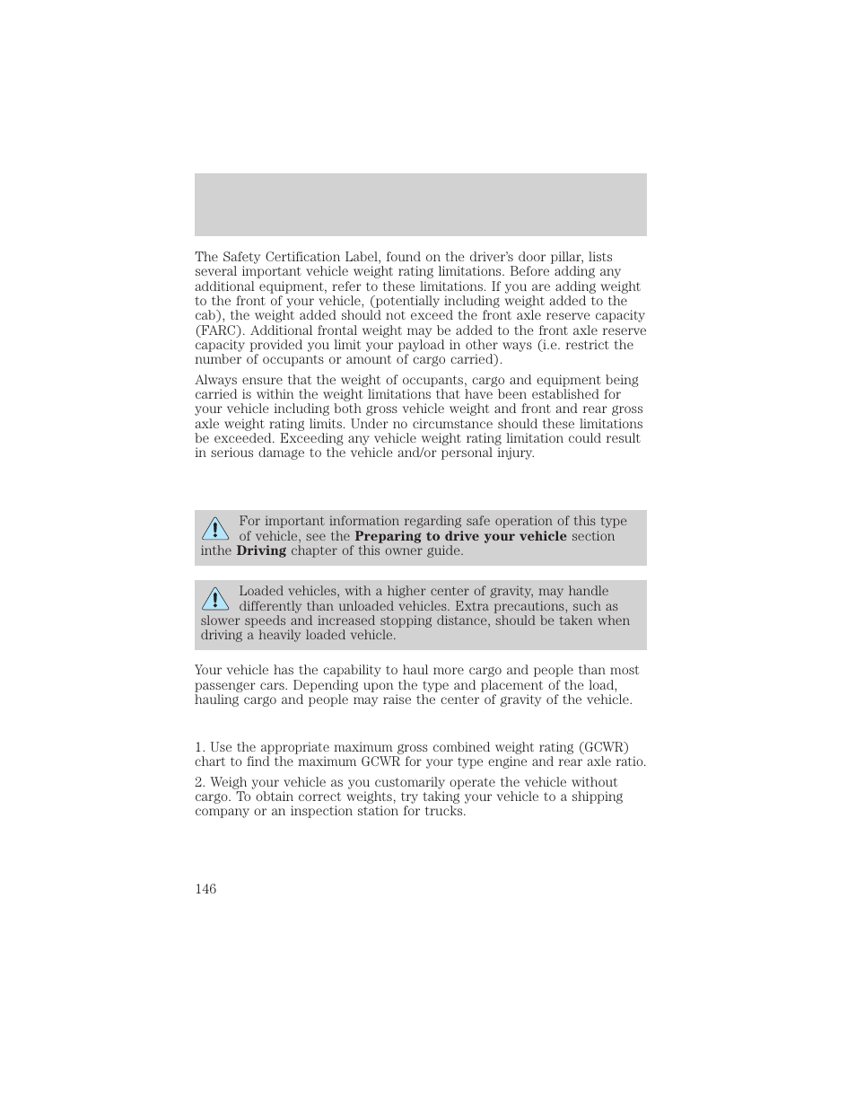 Driving | FORD 2001 Ranger User Manual | Page 146 / 272