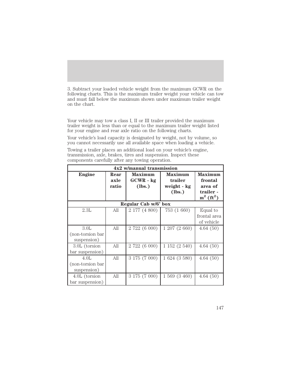 Driving | FORD 2001 Ranger User Manual | Page 147 / 272