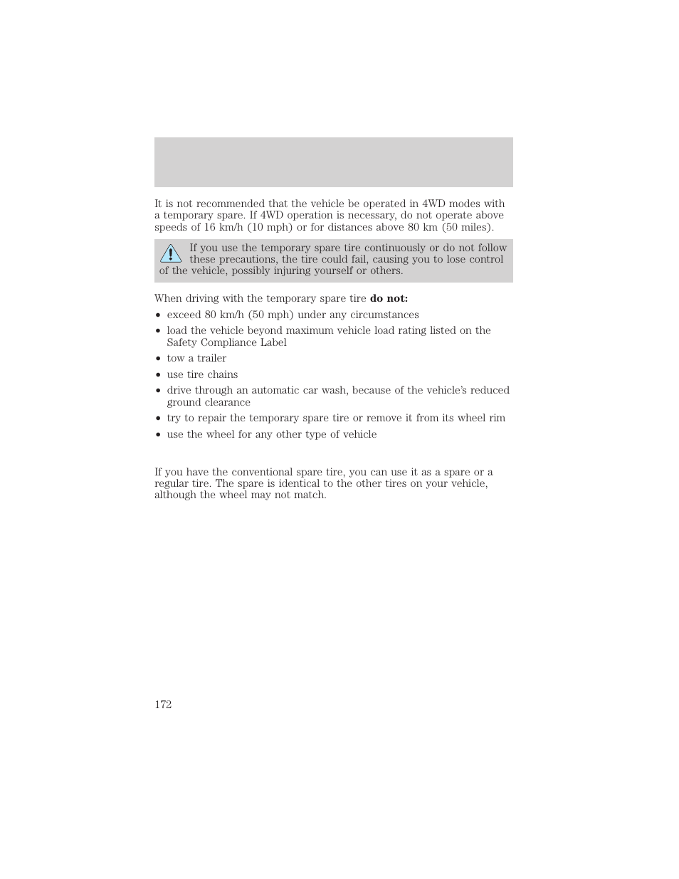 Roadside emergencies | FORD 2001 Ranger User Manual | Page 172 / 272