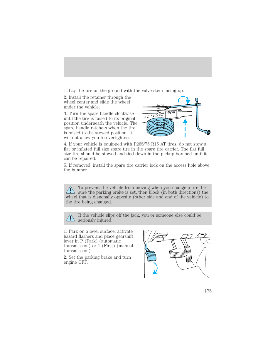 Roadside emergencies | FORD 2001 Ranger User Manual | Page 175 / 272