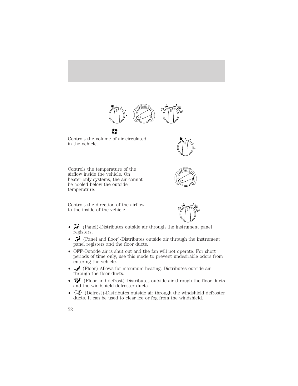 Controls and features | FORD 2001 Ranger User Manual | Page 22 / 272