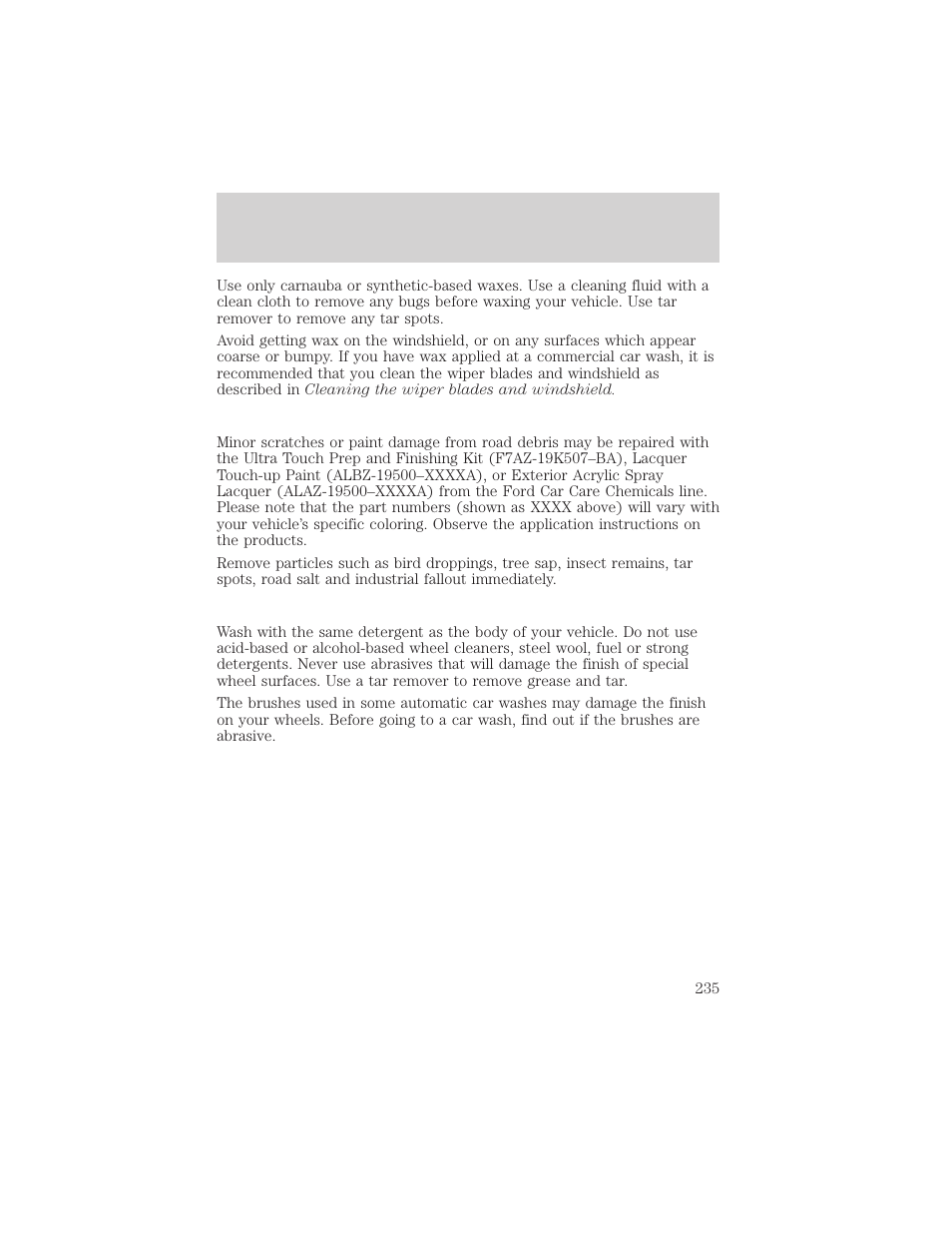 Maintenance and care | FORD 2001 Ranger User Manual | Page 235 / 272