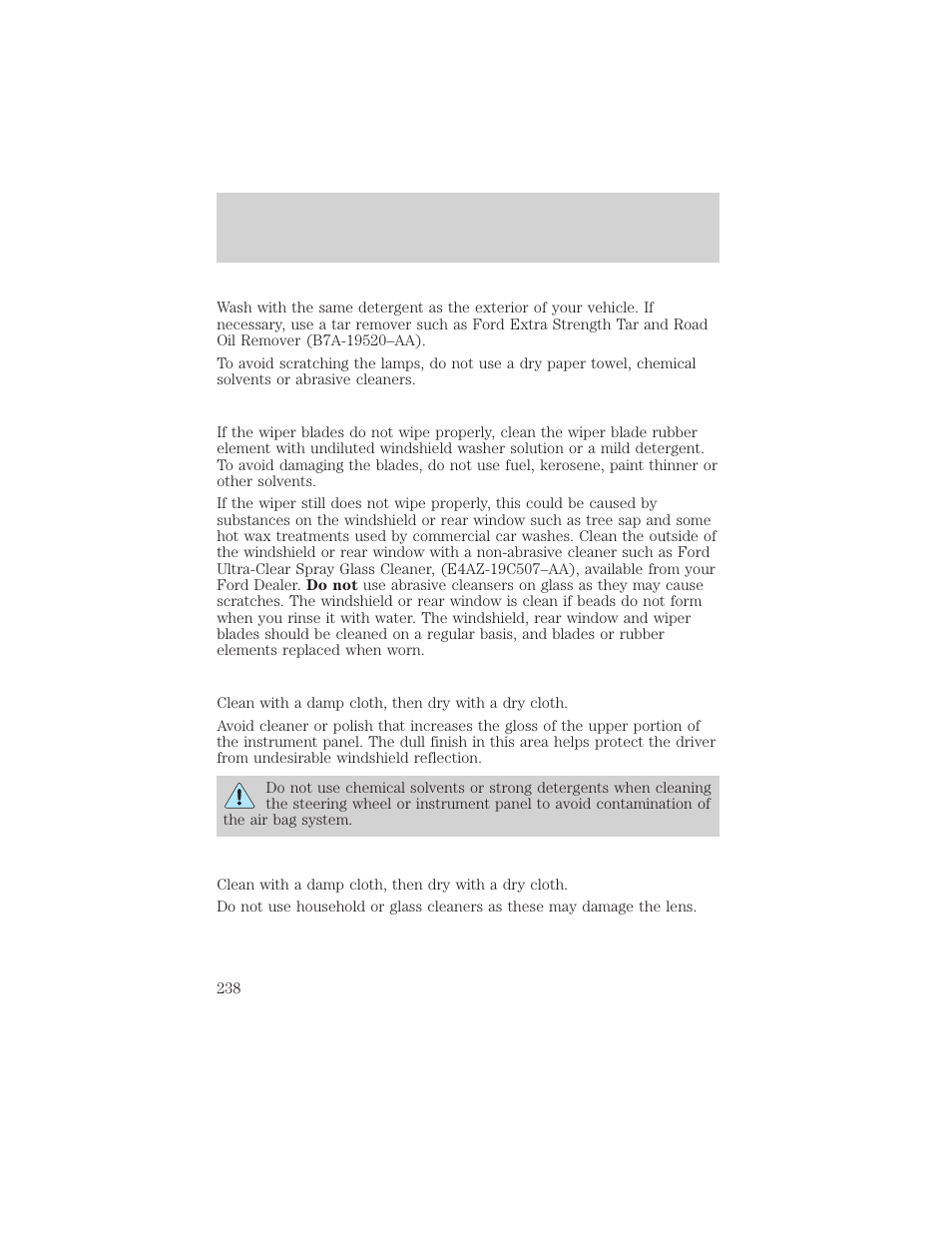 Maintenance and care | FORD 2001 Ranger User Manual | Page 238 / 272