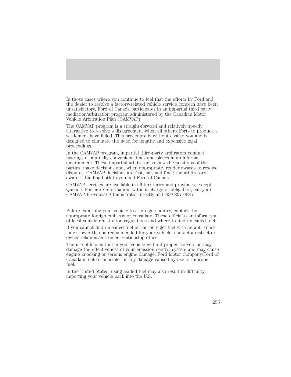 Customer assistance | FORD 2001 Ranger User Manual | Page 255 / 272
