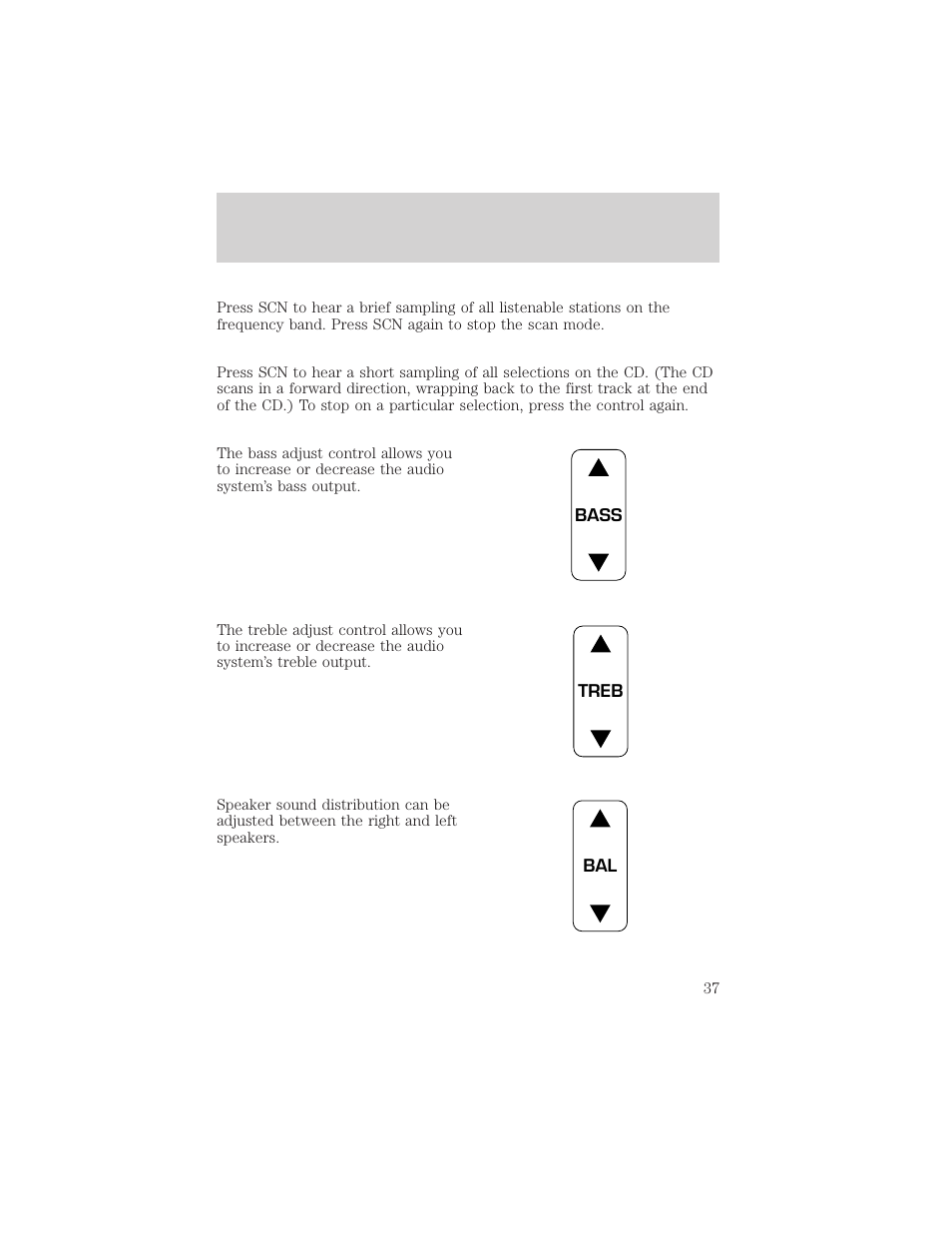 Controls and features | FORD 2001 Ranger User Manual | Page 37 / 272