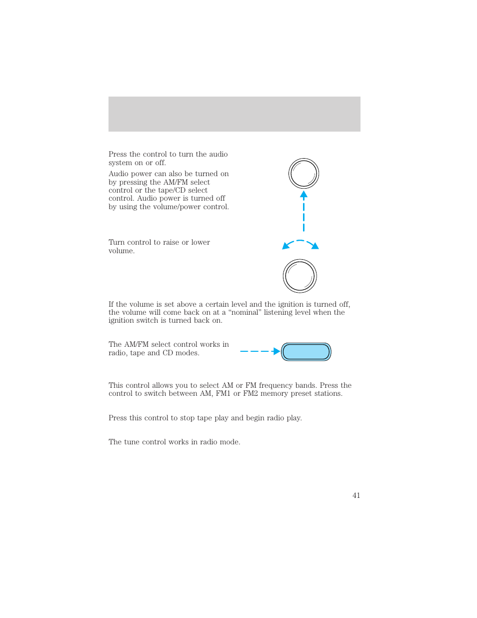 Controls and features | FORD 2001 Ranger User Manual | Page 41 / 272