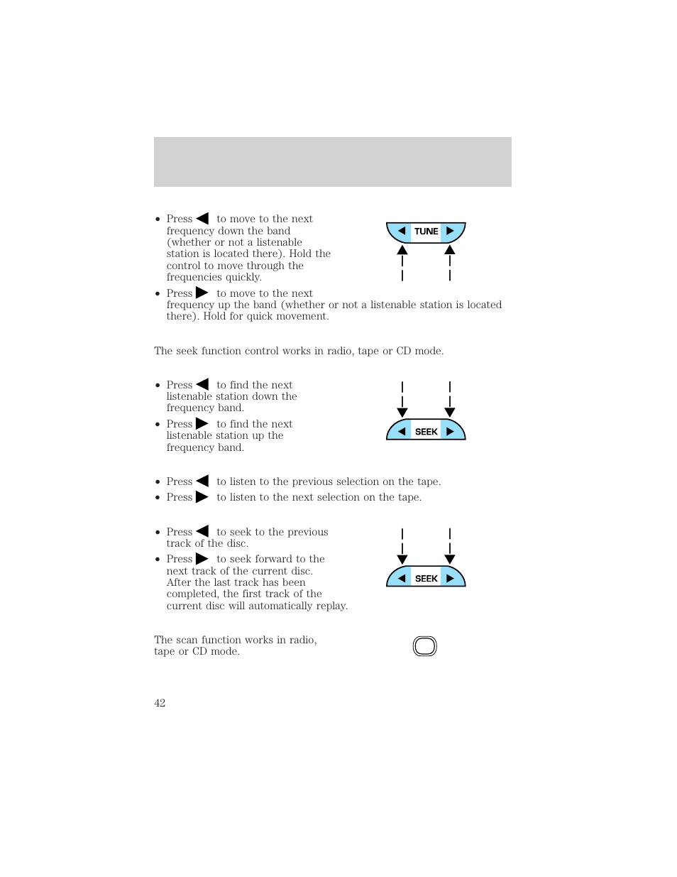 Controls and features | FORD 2001 Ranger User Manual | Page 42 / 272