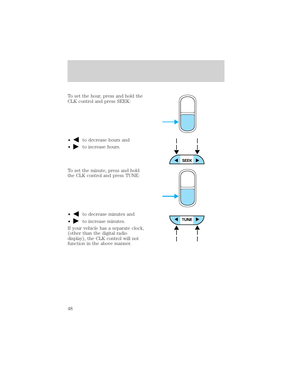 Auto clk auto clk controls and features | FORD 2001 Ranger User Manual | Page 48 / 272