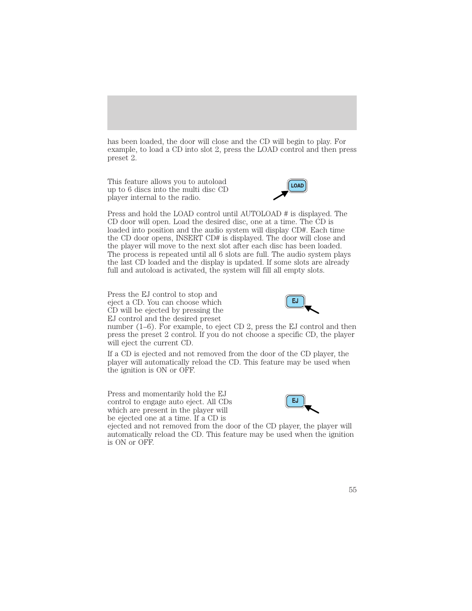 Controls and features | FORD 2001 Ranger User Manual | Page 55 / 272