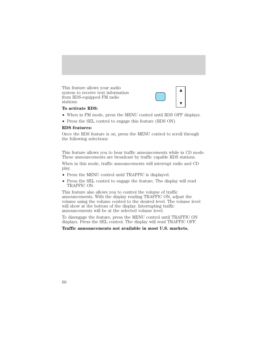 Controls and features | FORD 2001 Ranger User Manual | Page 60 / 272