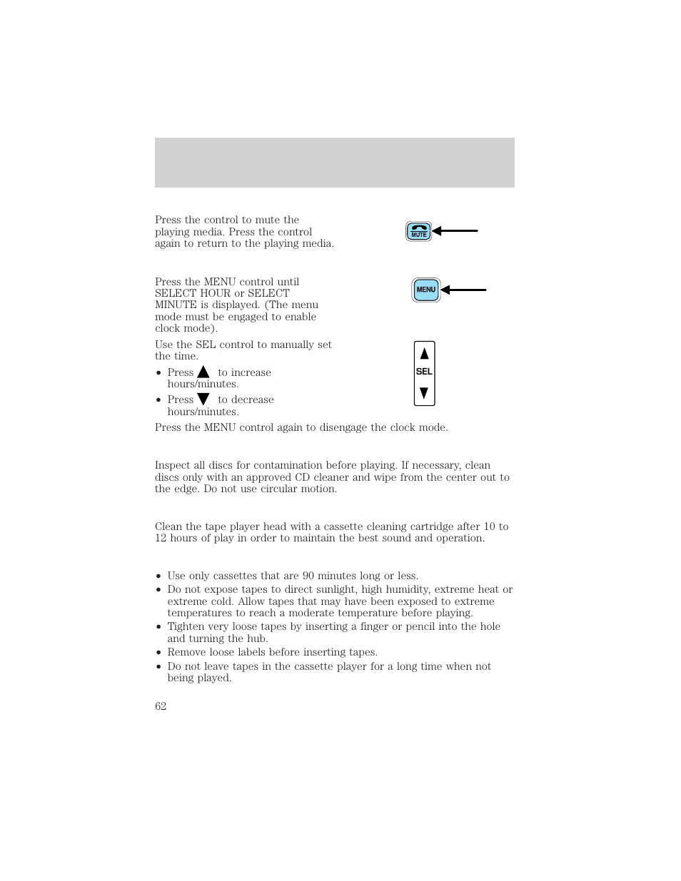 Controls and features | FORD 2001 Ranger User Manual | Page 62 / 272