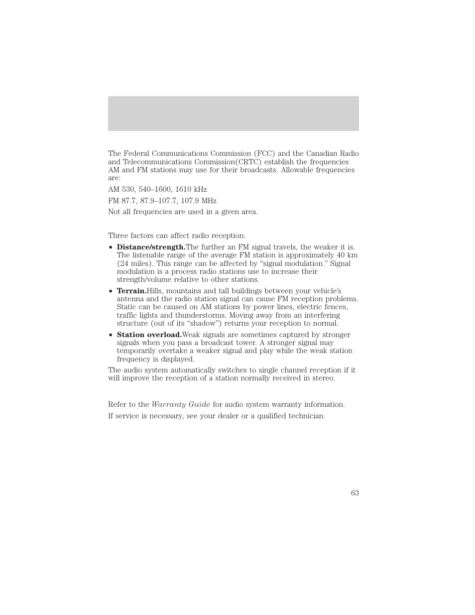 Controls and features | FORD 2001 Ranger User Manual | Page 63 / 272