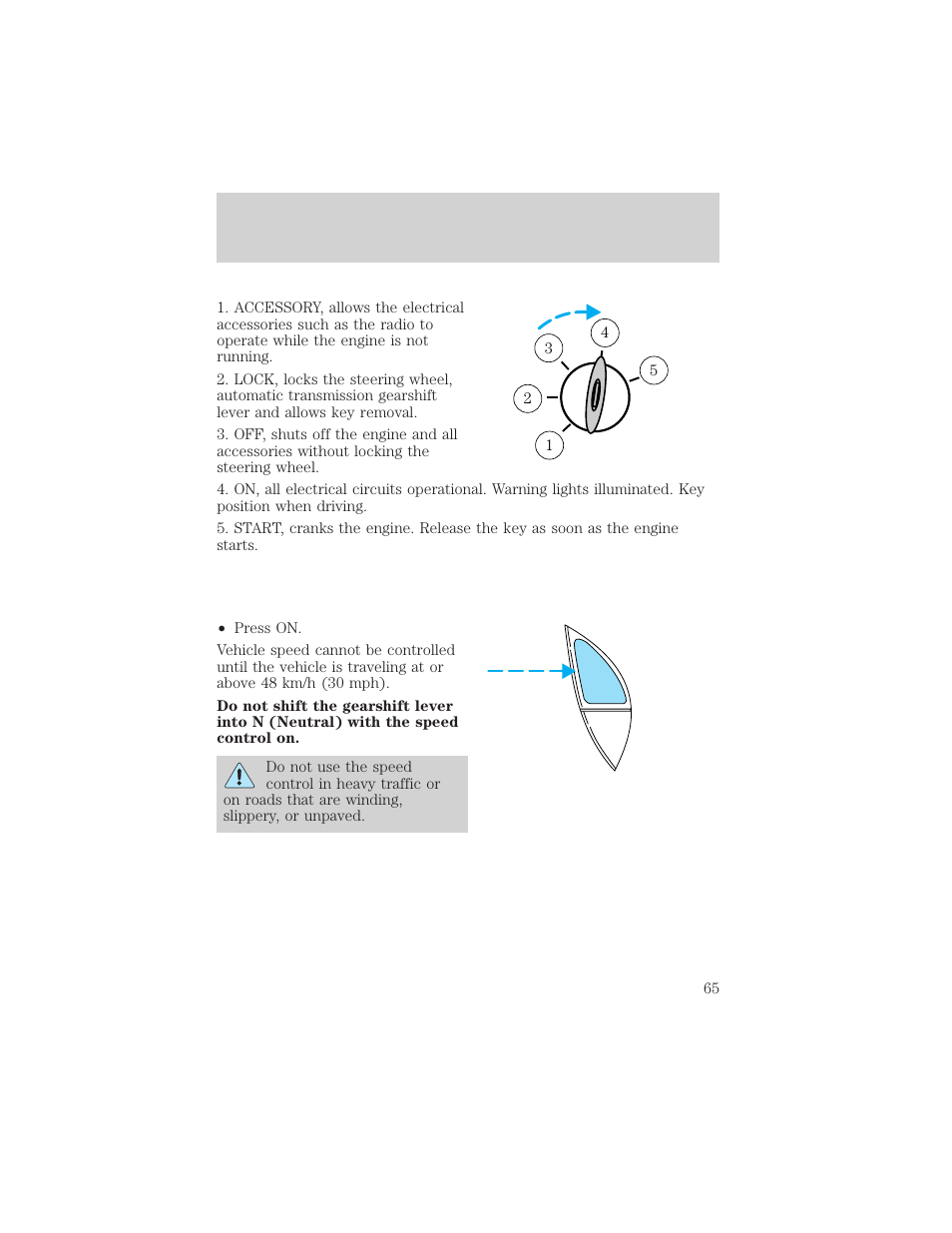 Controls and features | FORD 2001 Ranger User Manual | Page 65 / 272