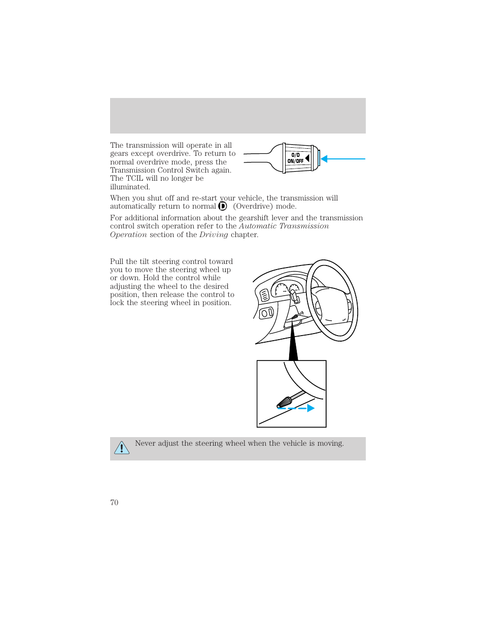 Controls and features | FORD 2001 Ranger User Manual | Page 70 / 272