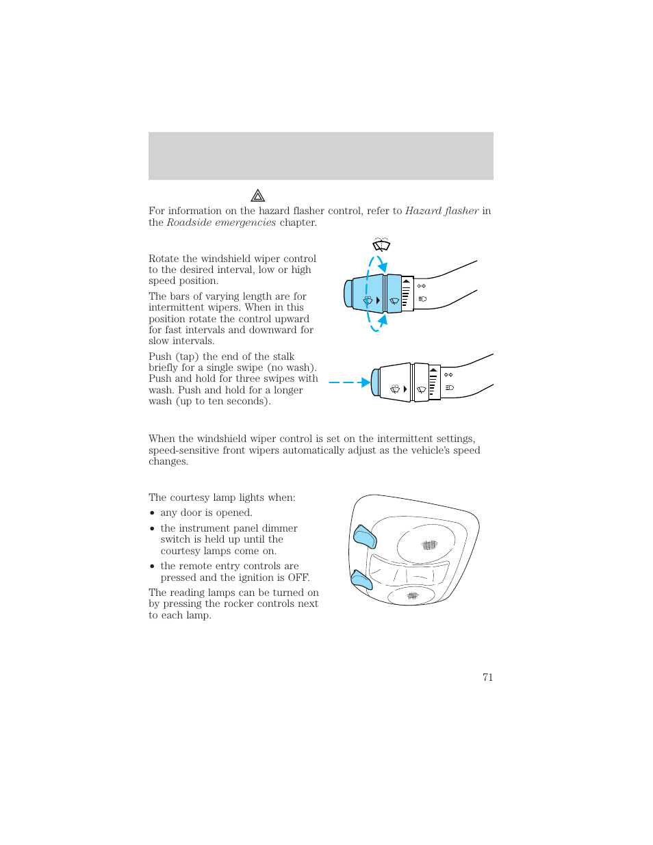 Controls and features | FORD 2001 Ranger User Manual | Page 71 / 272