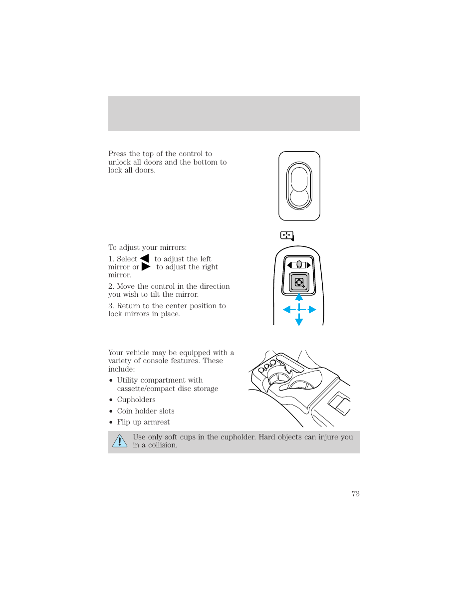 Controls and features | FORD 2001 Ranger User Manual | Page 73 / 272