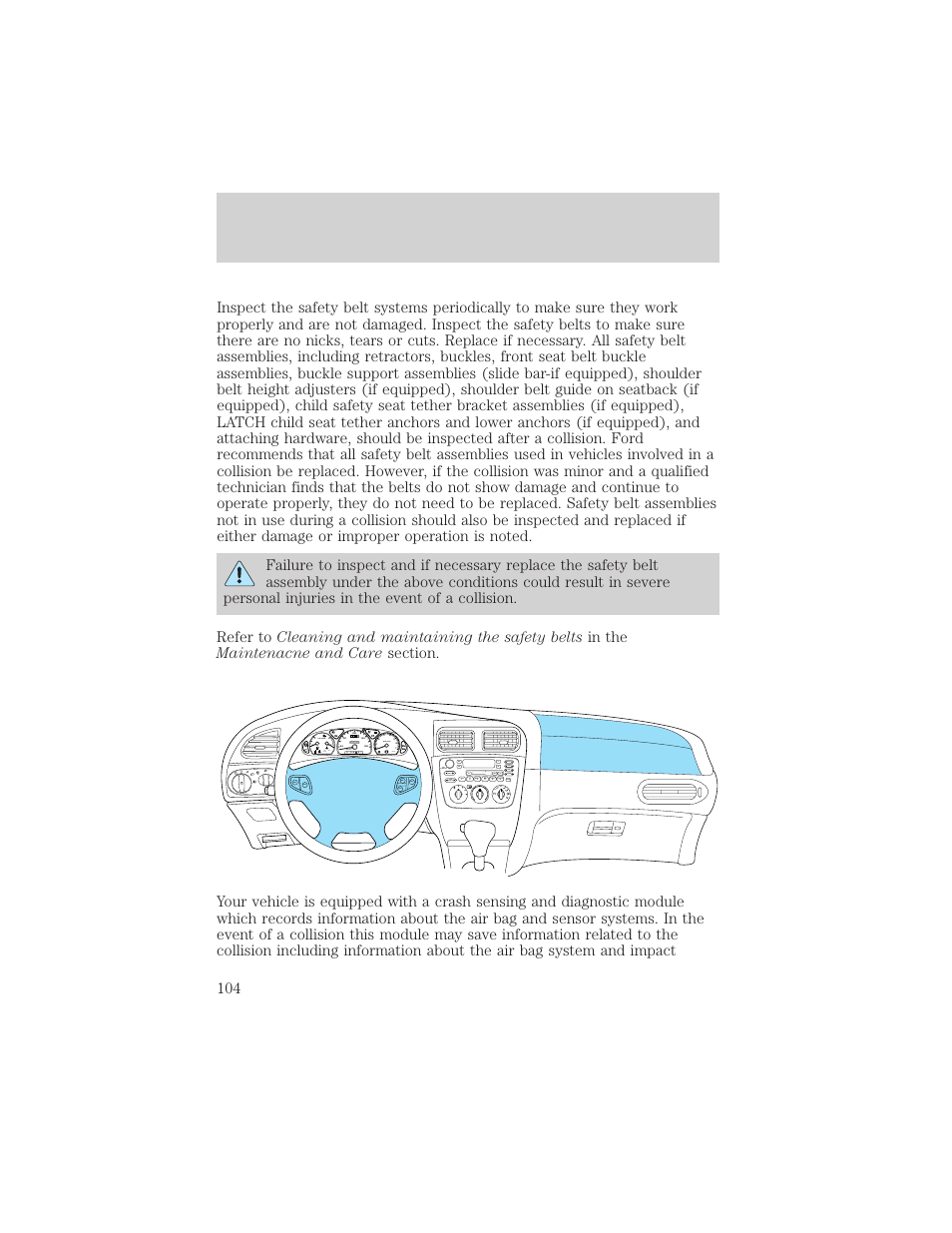 Seating and safety restraints | FORD 2001 Taurus User Manual | Page 104 / 256