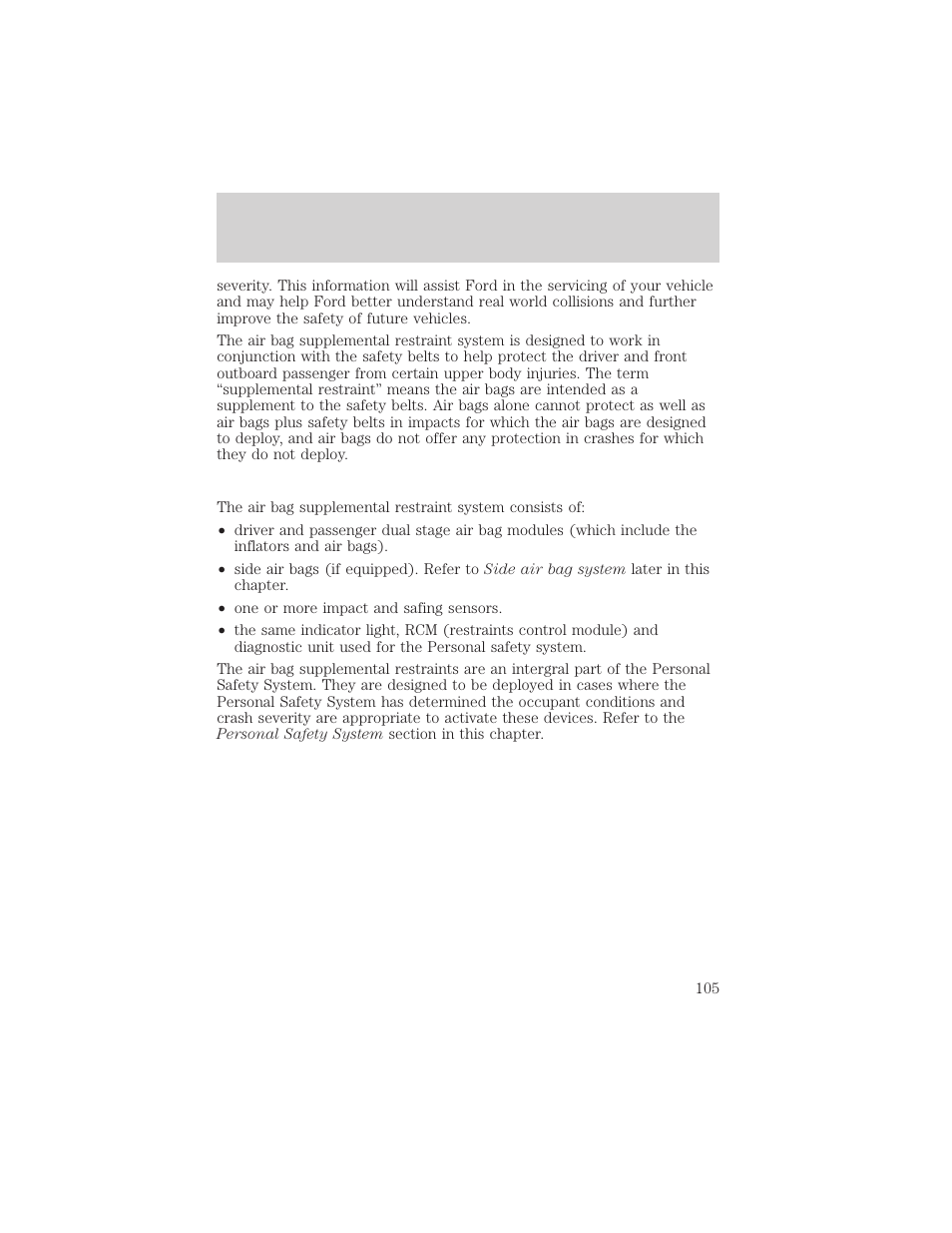 Seating and safety restraints | FORD 2001 Taurus User Manual | Page 105 / 256
