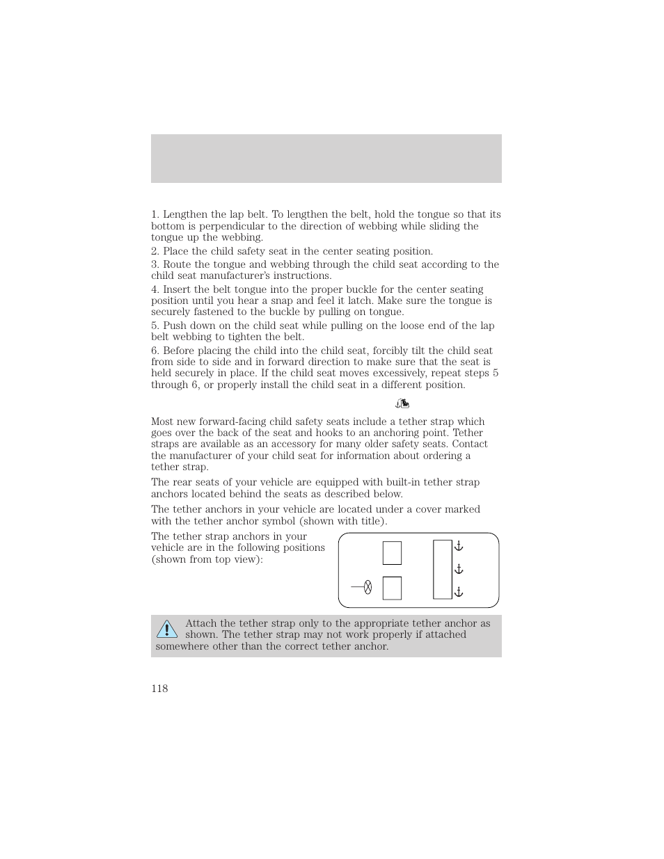 Seating and safety restraints | FORD 2001 Taurus User Manual | Page 118 / 256